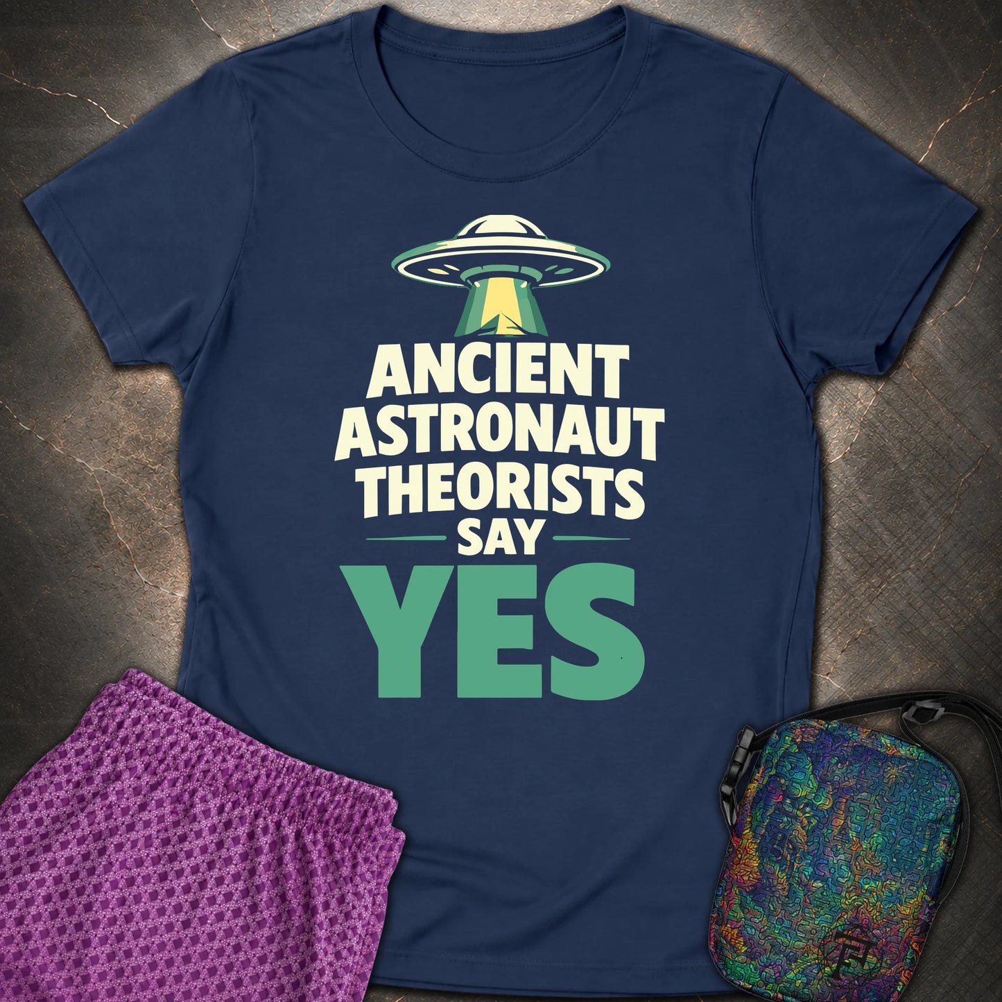 Ancient Astronaut Sey Yes 2 - Ancient Astronaut Sey Yes 2 Womens T-Shirt - Navy