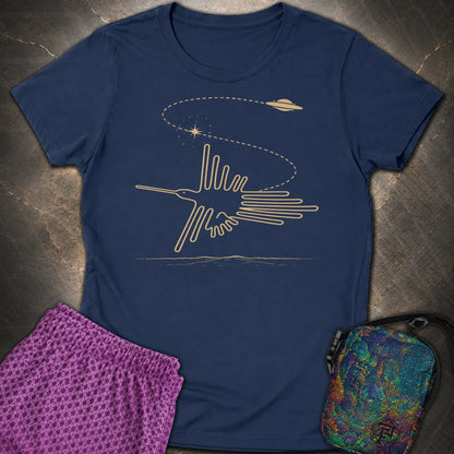 Geoglif Ptaka I Latający Spodek - Geoglif Ptaka I Latający Spodek Womens T-Shirt - Navy