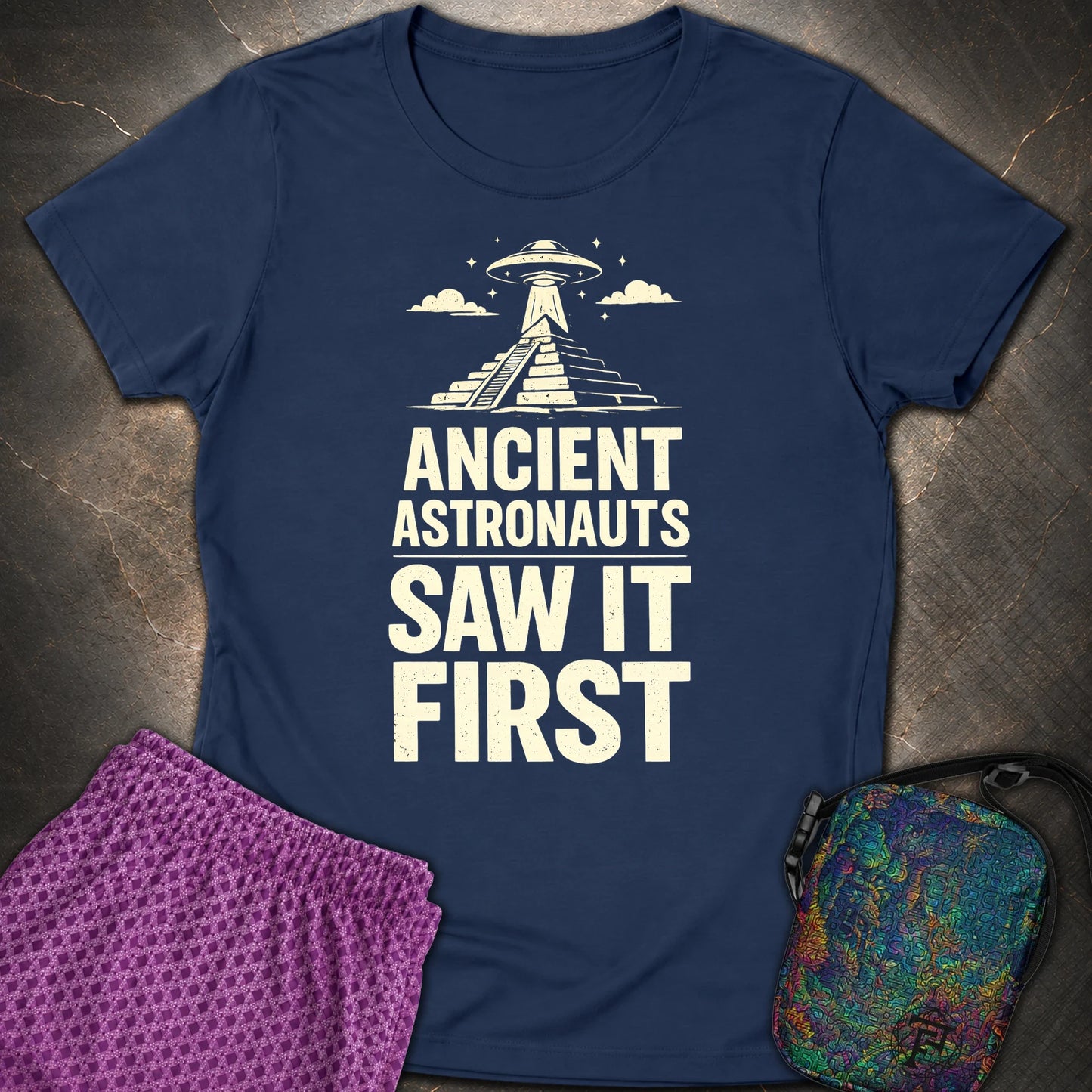 Ancient Astronaut Saw It First - Ancient Astronaut Saw It First Womens T-Shirt - Navy