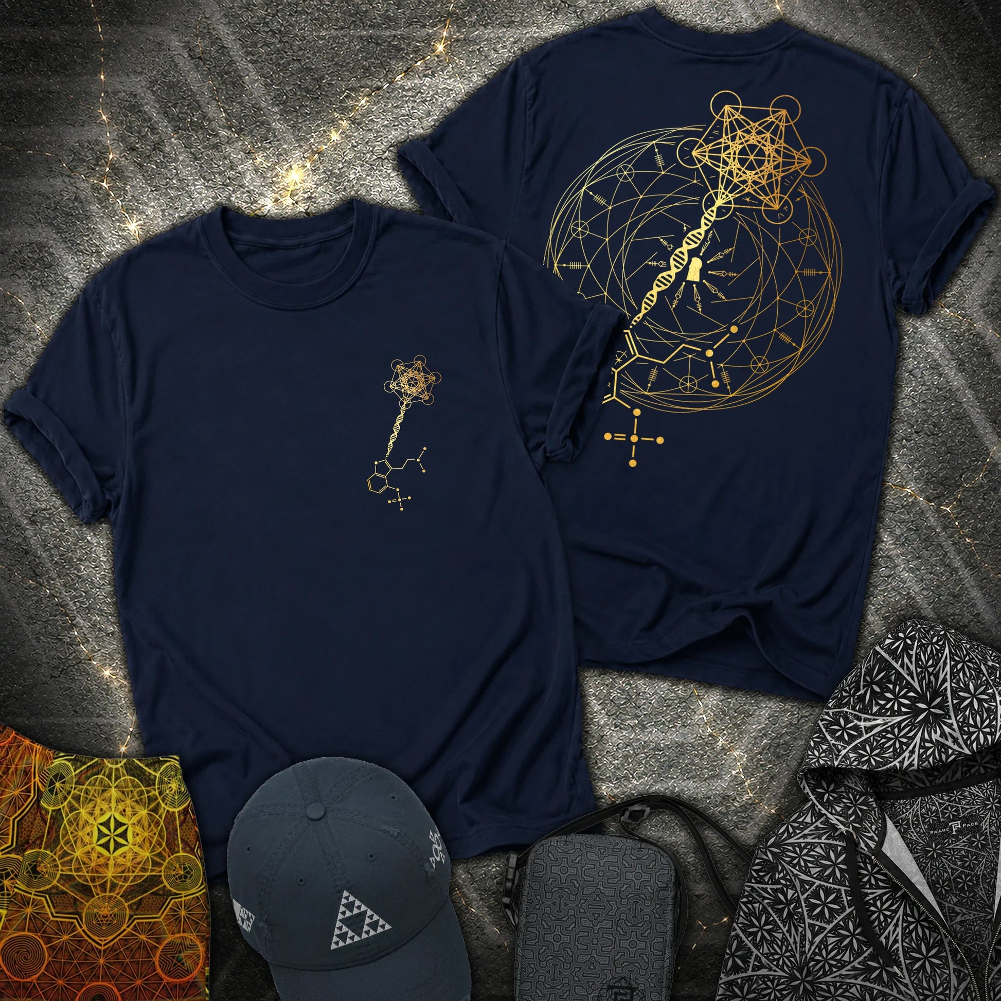 Psilocybin Key To Universe 2 Sided T-Shirt - Psilocybin Key To Universe 2 Sided T-Shirt - Navy
