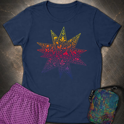 Colorful Stellated Dodecahedron - Colorful Stellated Dodecahedron Womens T-Shirt - Navy