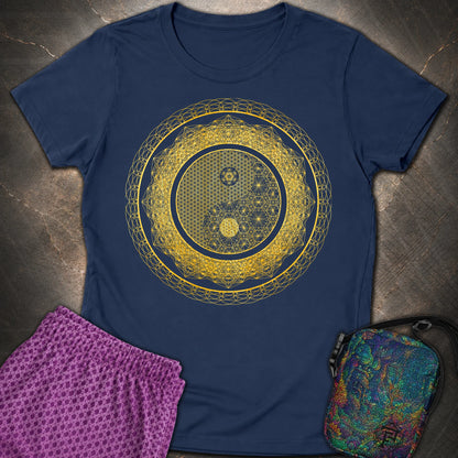 Yin Yang Gold T-Shirt - Yin Yang Gold Womens T-Shirt - Navy