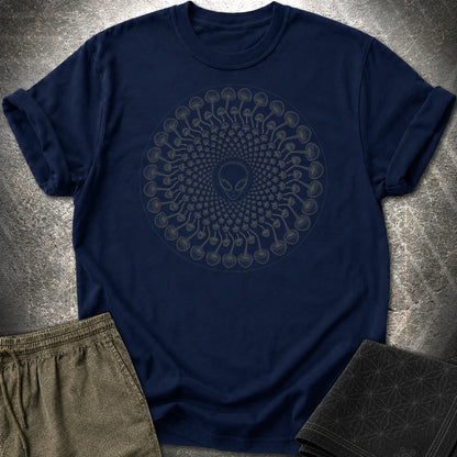 Alien Mushroom Spiral T-Shirt - Alien Mushroom Spiral T-Shirt - Navy