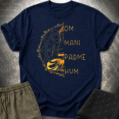 Om Mani Padme Hum Buddha T-Shirt - Om Mani Padme Hum Buddha T-Shirt - Navy