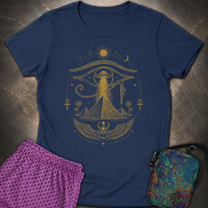 Ancient Eye Over the Pyramids - Ancient Eye Over the Pyramids Womens T-Shirt - Navy