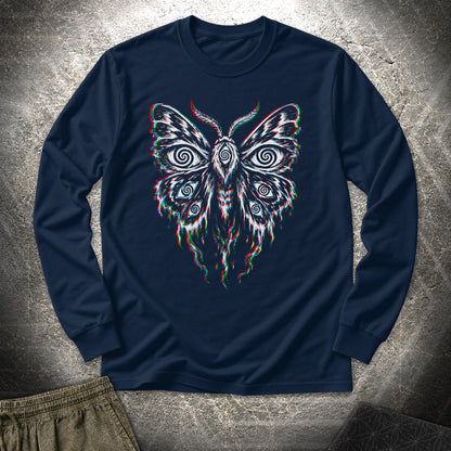 Hypnotic Eye Moth - Hypnotic Eye Moth Long Sleeve Shirt - Navy