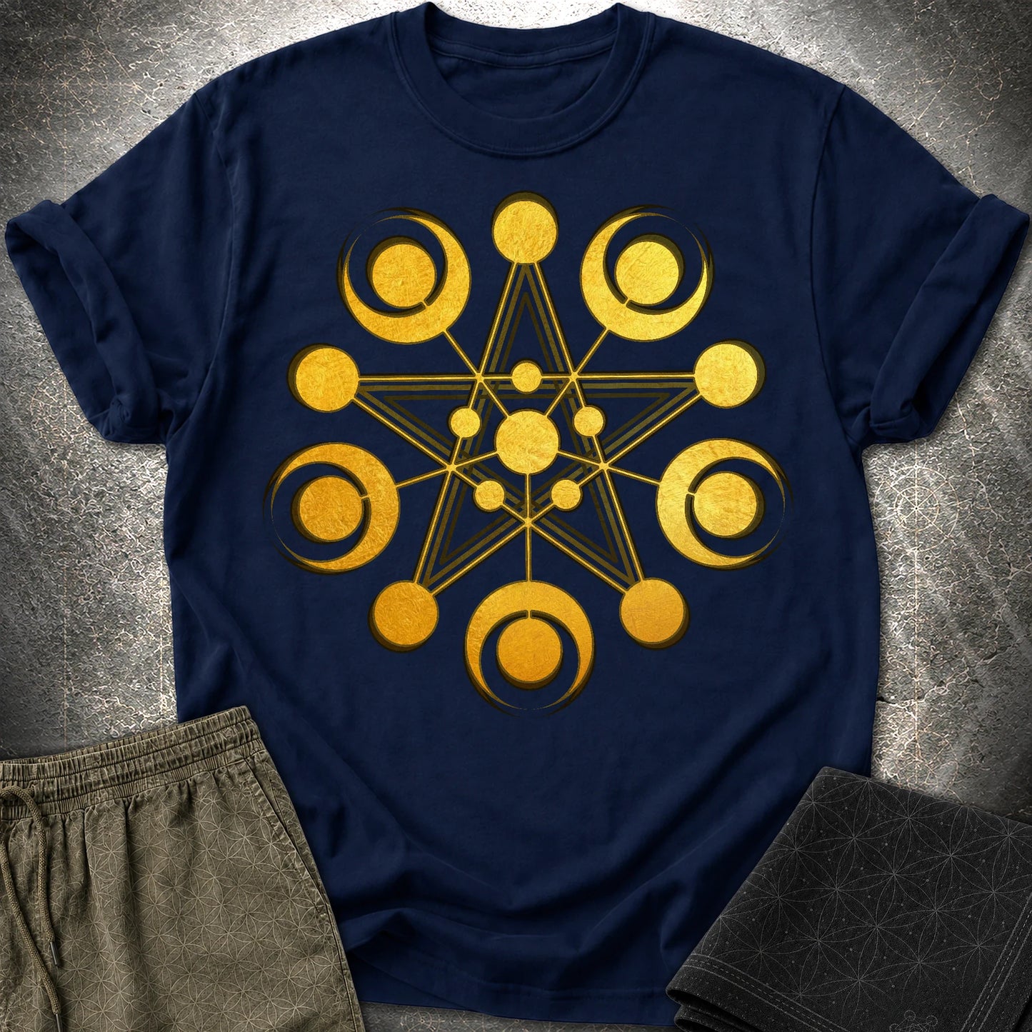 Golden Crop Circle T-Shirt - Golden Crop Circle T-Shirt - Navy