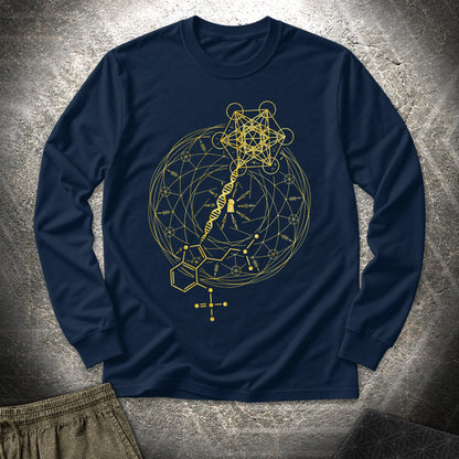 Psilocybin Key To Universe - Psilocybin Key To Universe Long Sleeve Shirt - Navy