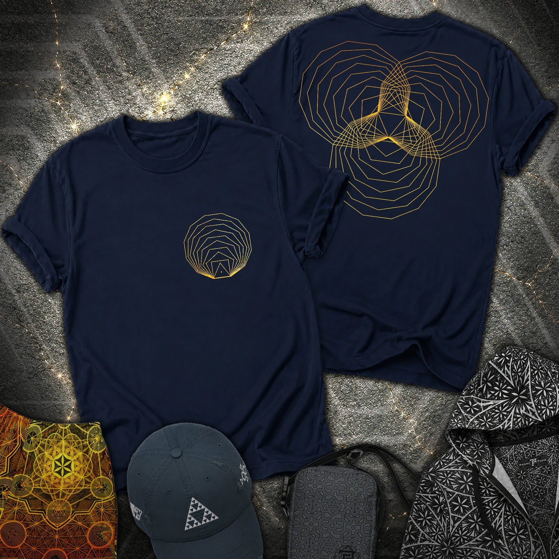 Regular Polygons Triskel 2 Sided T-Shirt - Regular Polygons Triskel 2 Sided T-Shirt - Navy