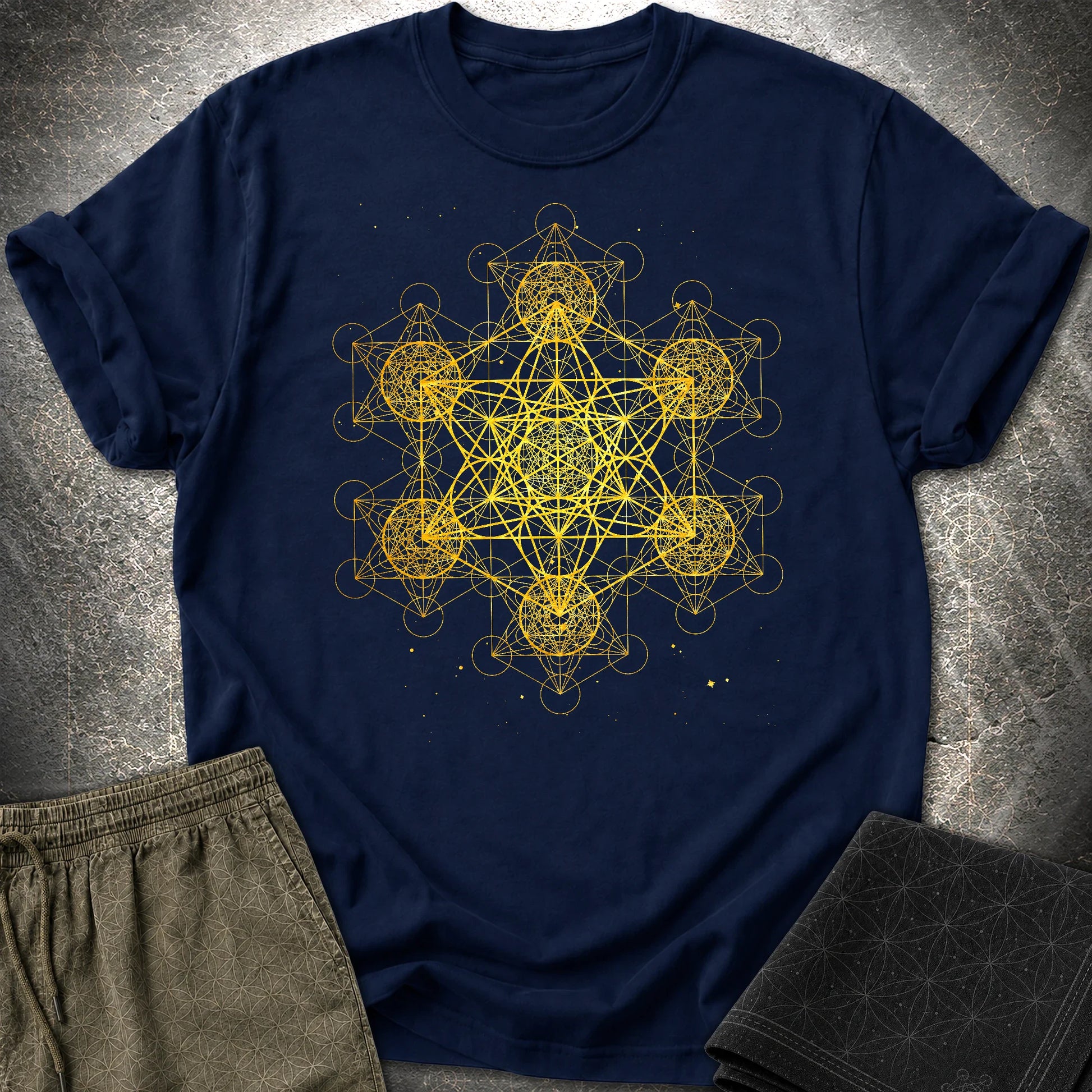 Fractal Metatron's Cube T-Shirt - Fractal Metatron's Cube T-Shirt - Navy