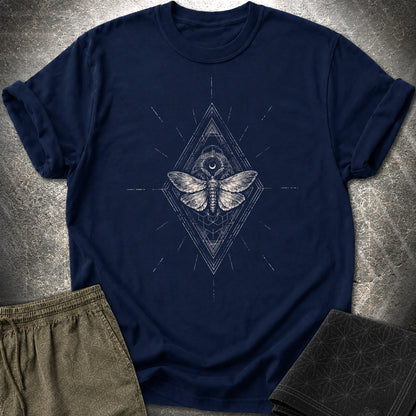 Third Eye Moth T-Shirt, Sacred Geometry Moth Shirt, Mystical Occult Graphic Tee - Third Eye Moth T-Shirt, Sacred Geometry Moth Shirt, Mystical Occult Graphic Tee - Navy
