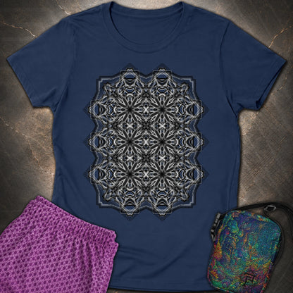 Monochrome Geometric Nexus - Monochrome Geometric Nexus Womens T-Shirt - Navy