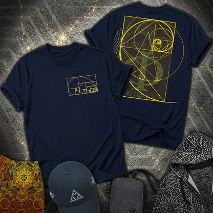 Golden Ratio Spirals 2 Sided T-Shirt - Golden Ratio Spirals 2 Sided T-Shirt - Navy