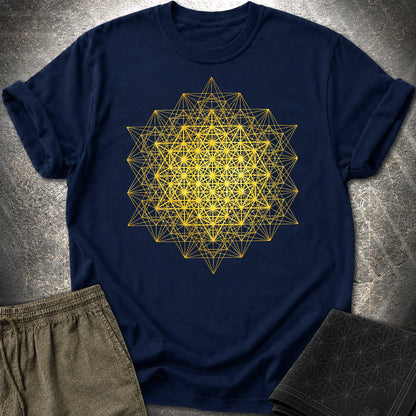 64 Tetrahedron Metatron Grid T-Shirt - 64 Tetrahedron Metatron Grid T-Shirt - Navy