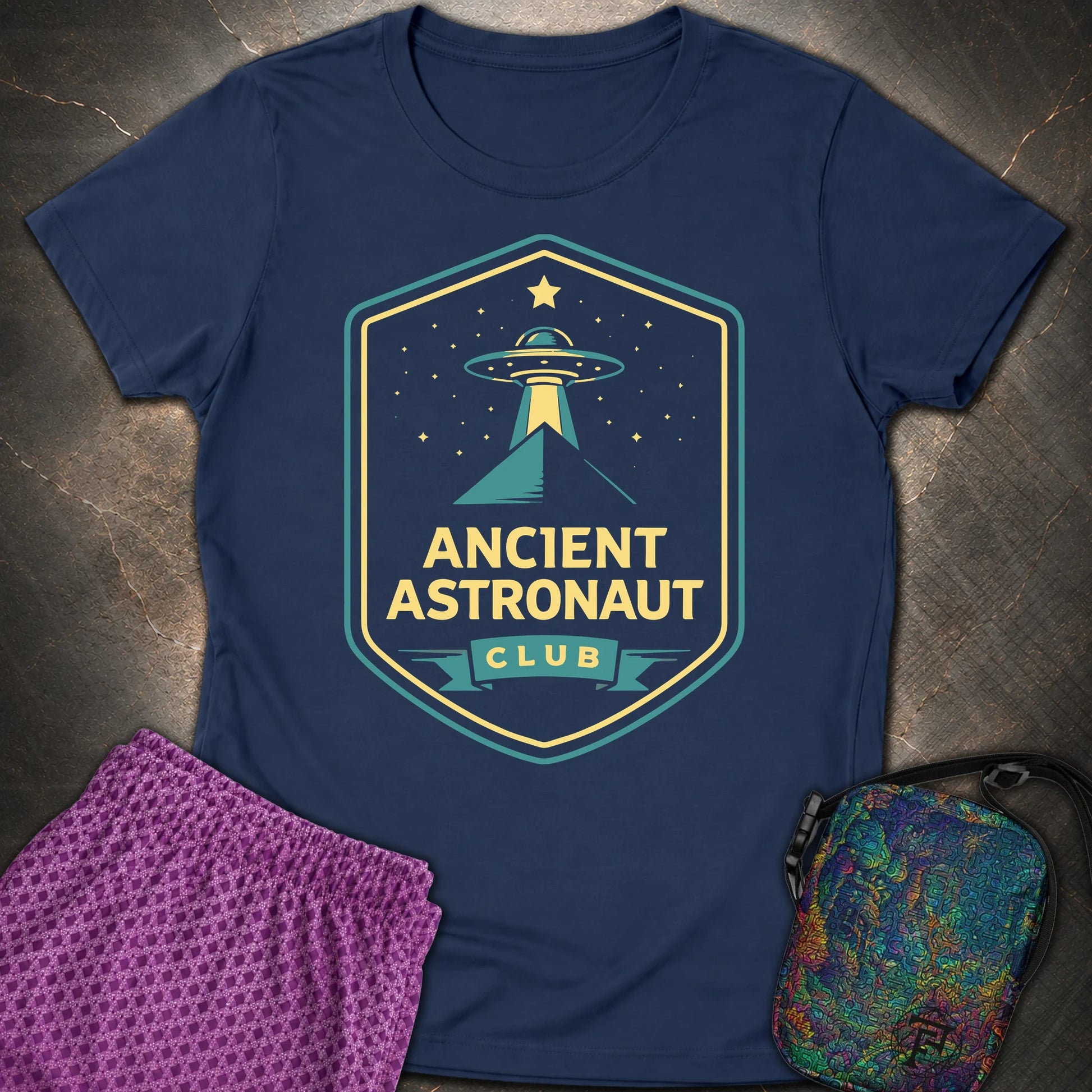 Ancient Astronaut Club - Ancient Astronaut Club Womens T-Shirt - Navy