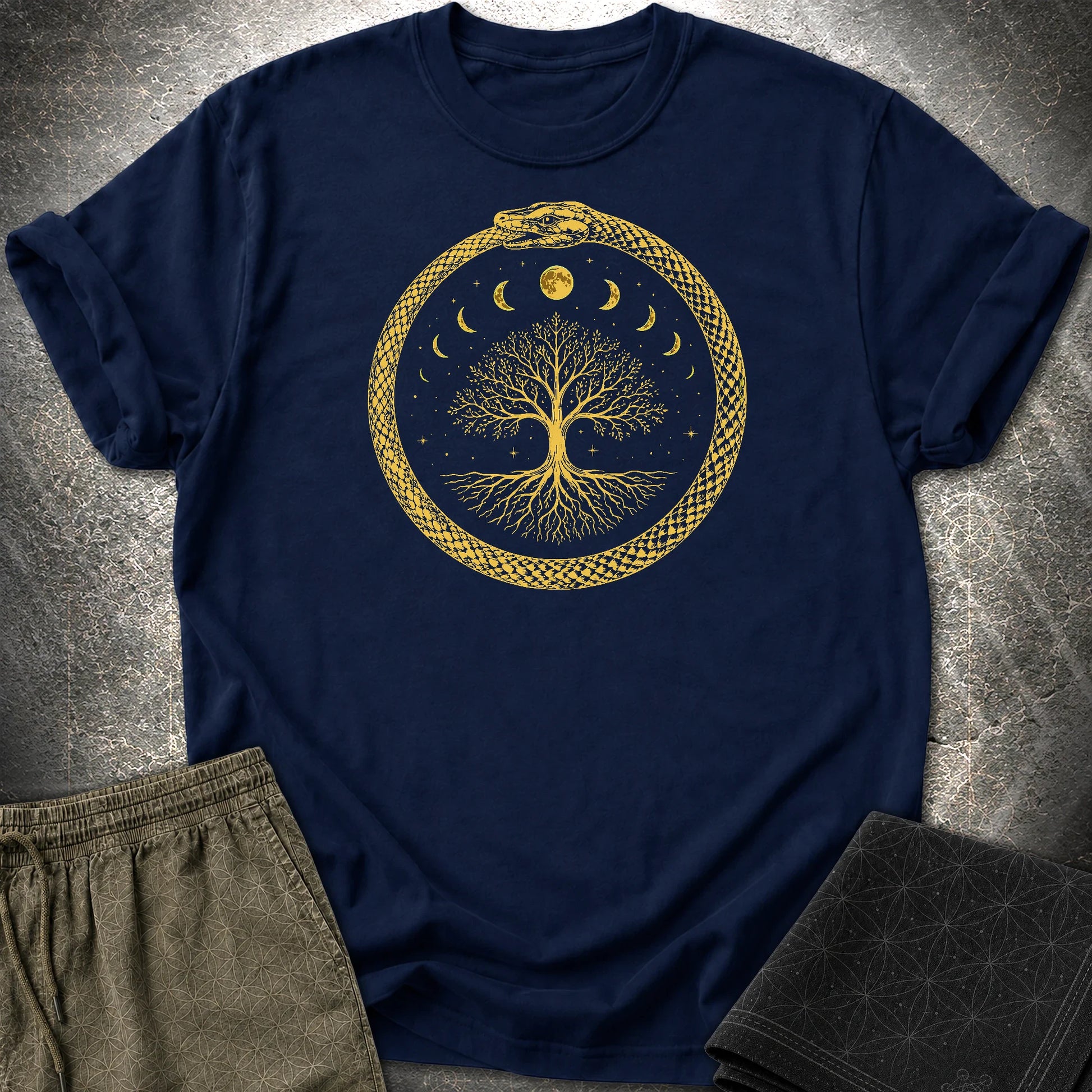 Ouroboros Moon Tree T-Shirt - Ouroboros Moon Tree T-Shirt - Navy