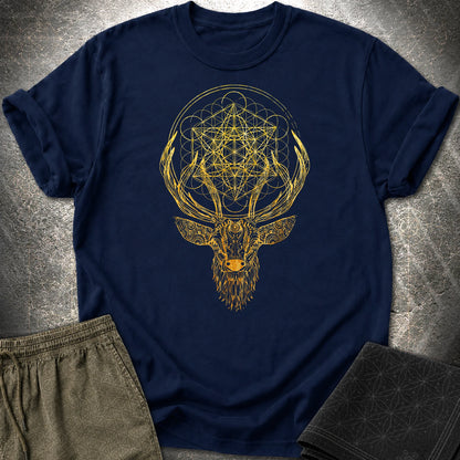 Metatron's Cube Deer T-Shirt - Metatron's Cube Deer T-Shirt - Navy