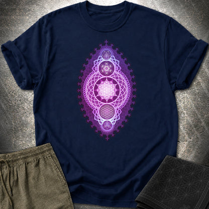 Fractal Sacred Geometry Fusion T-Shirt - Fractal Sacred Geometry Fusion T-Shirt - Navy