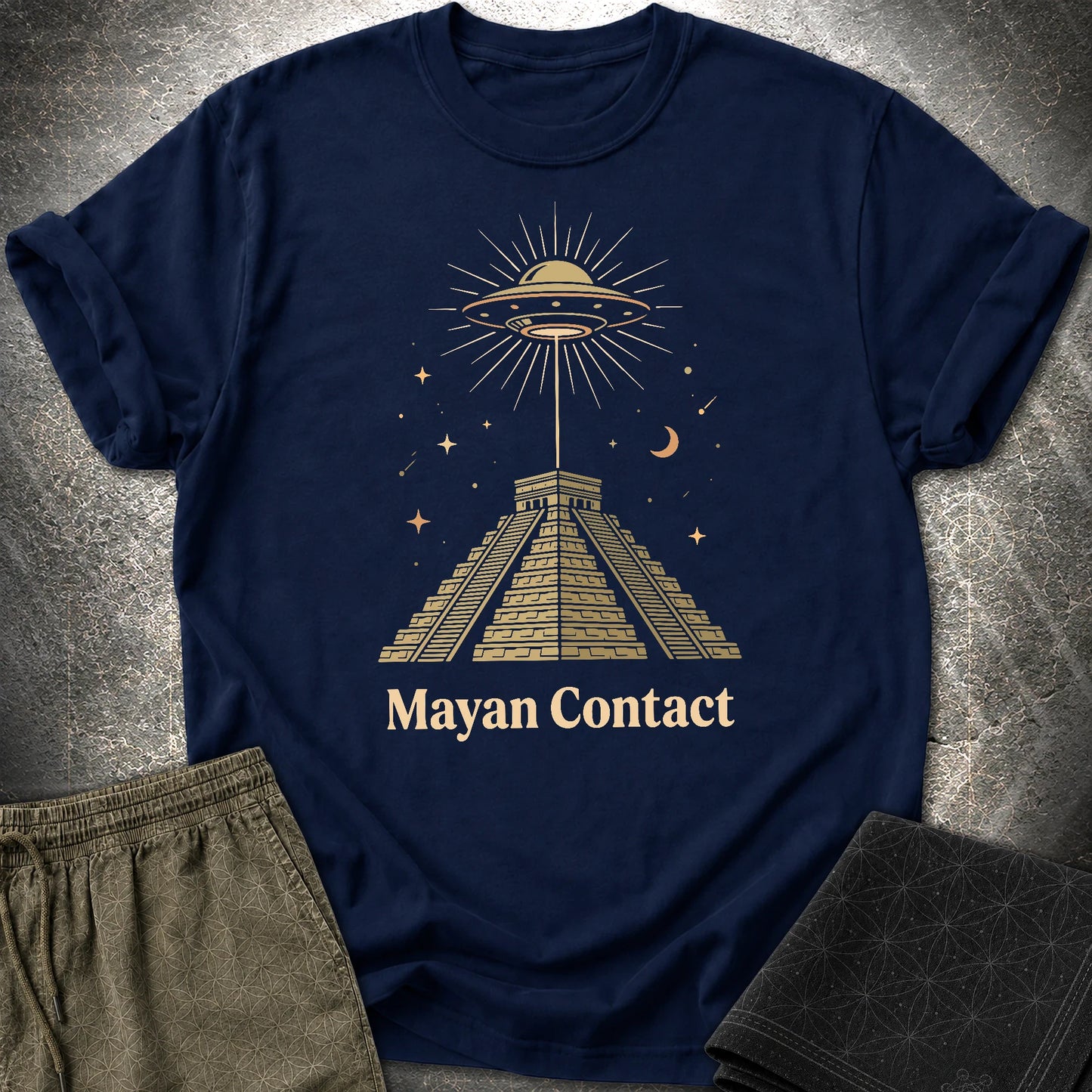 Piramida Majów I UFO 2 - Piramida Majów I UFO 2 T-Shirt - Navy
