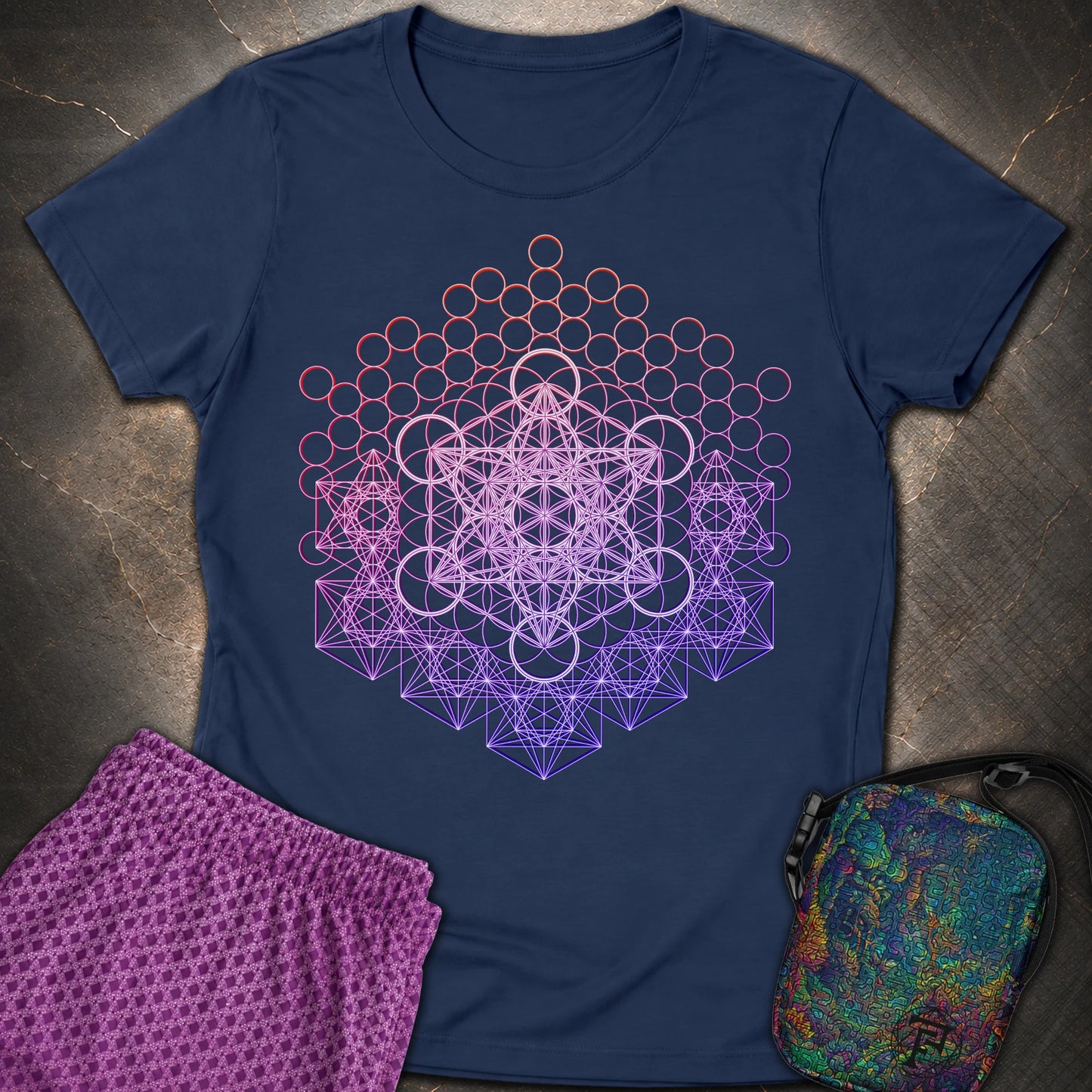 Metatron And Flower Connection - Metatron And Flower Connection Women's T-Shirt - Navy