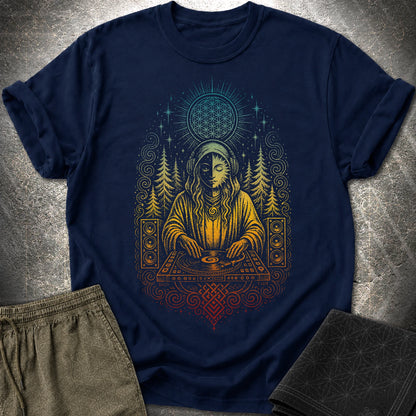 Mystic DJ T-Shirt, Psychedelic Rave Goddess Shirt, Sacred Geometry Festival Graphic Tee - Mystic DJ T-Shirt, Psychedelic Rave Goddess Shirt, Sacred Geometry Festival Graphic Tee - Navy