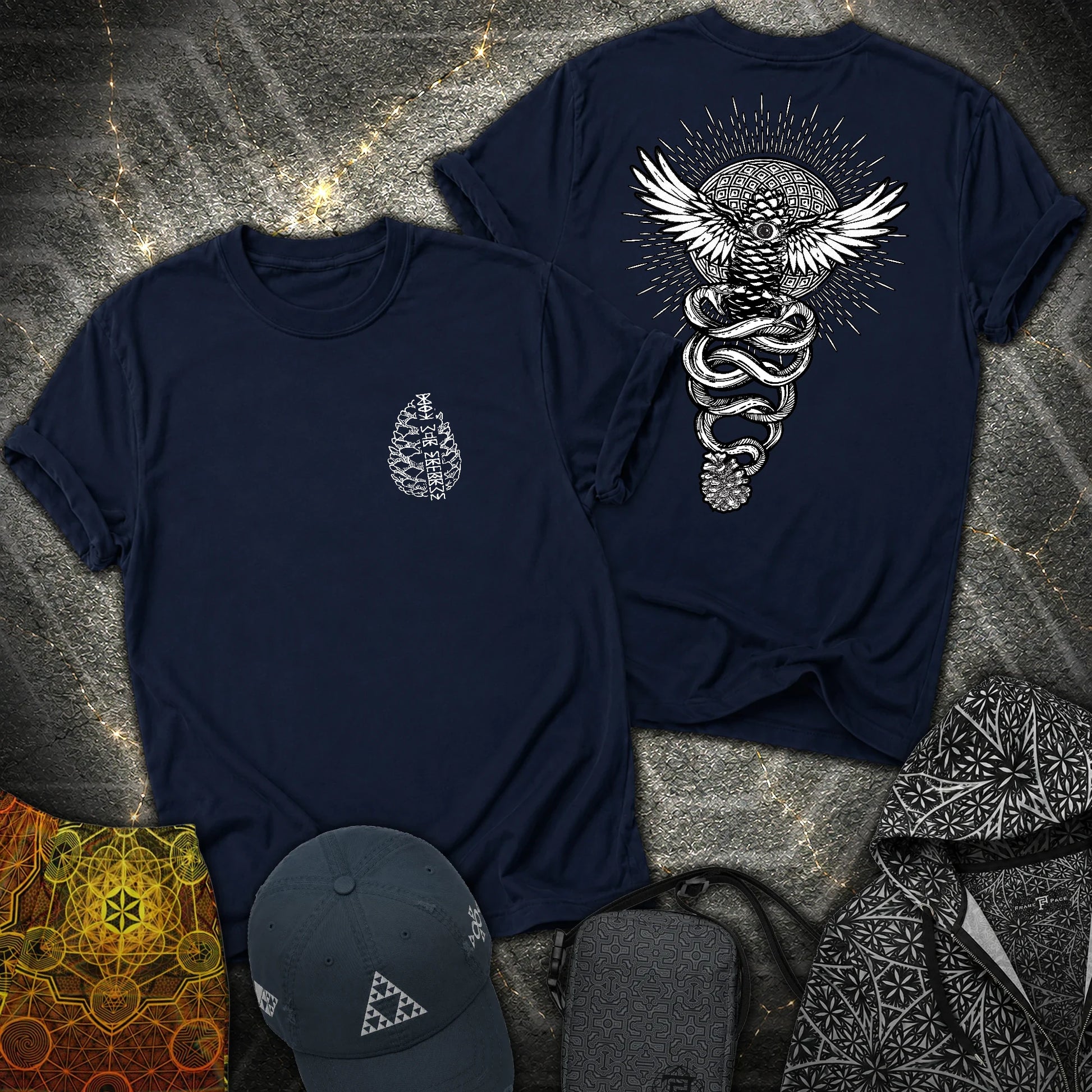 Pineal Gland Awakening 2 Sided T-Shirt - Pineal Gland Awakening 2 Sided T-Shirt - Navy