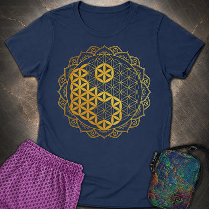 Yin Yang Gold Mandala - Yin Yang Gold Mandala Womens T-Shirt - Navy