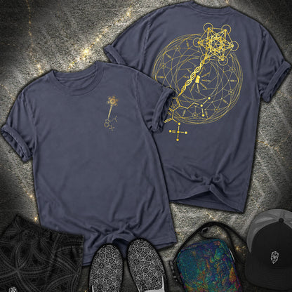 Psilocybin Key To Universe 2 Sided Comfort T-Shirt - Psilocybin Key To Universe 2 Sided Comfort T-Shirt - Navy