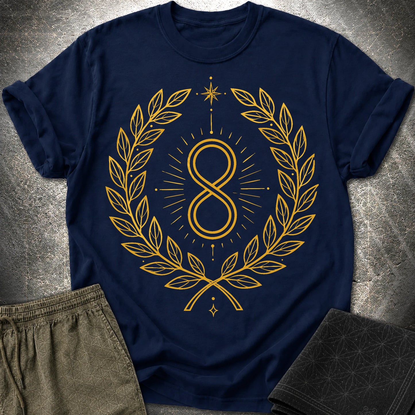 888 Infinity Wreath Unisex T-Shirt - 888 Infinity Wreath Unisex T-Shirt - Navy