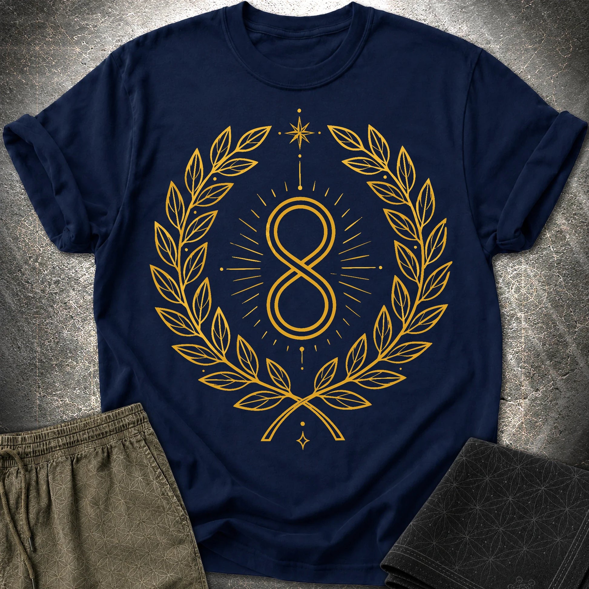 888 Infinity Wreath Unisex T-Shirt - 888 Infinity Wreath Unisex T-Shirt - Navy