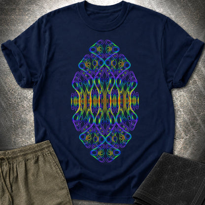 Psychedelic Rainbow Trippy Kaleidoscope Rave T-Shirt - Psychedelic Rainbow Trippy Kaleidoscope Rave T-Shirt - Navy