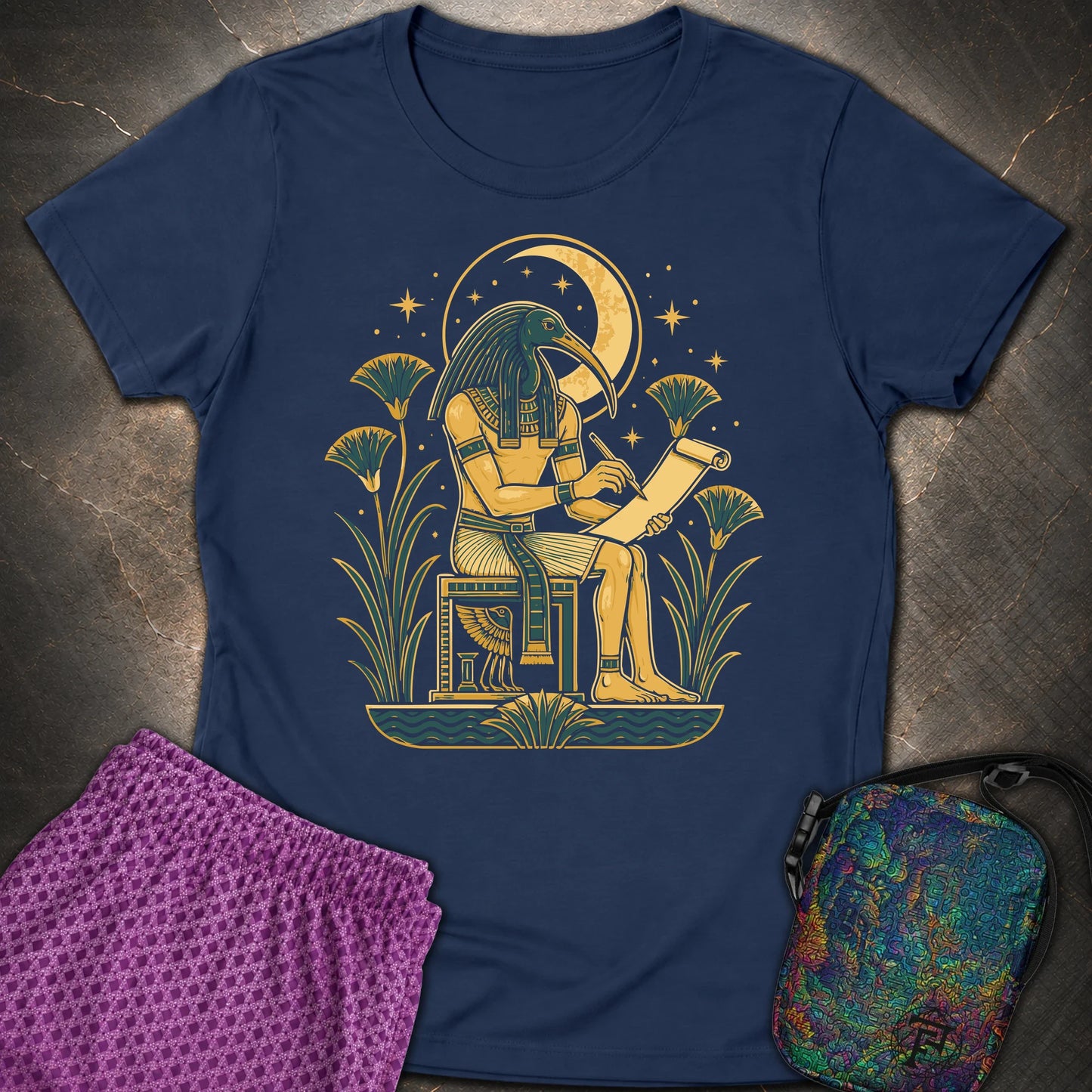 Moonlit Ibis Scribe - Moonlit Ibis Scribe Womens T-Shirt - Navy
