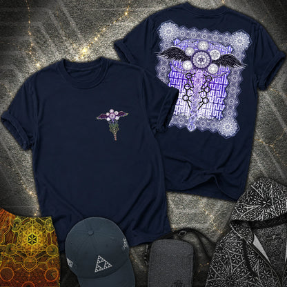 Winged Metatron DNA 2 Sided T-Shirt - Winged Metatron DNA 2 Sided T-Shirt - Navy