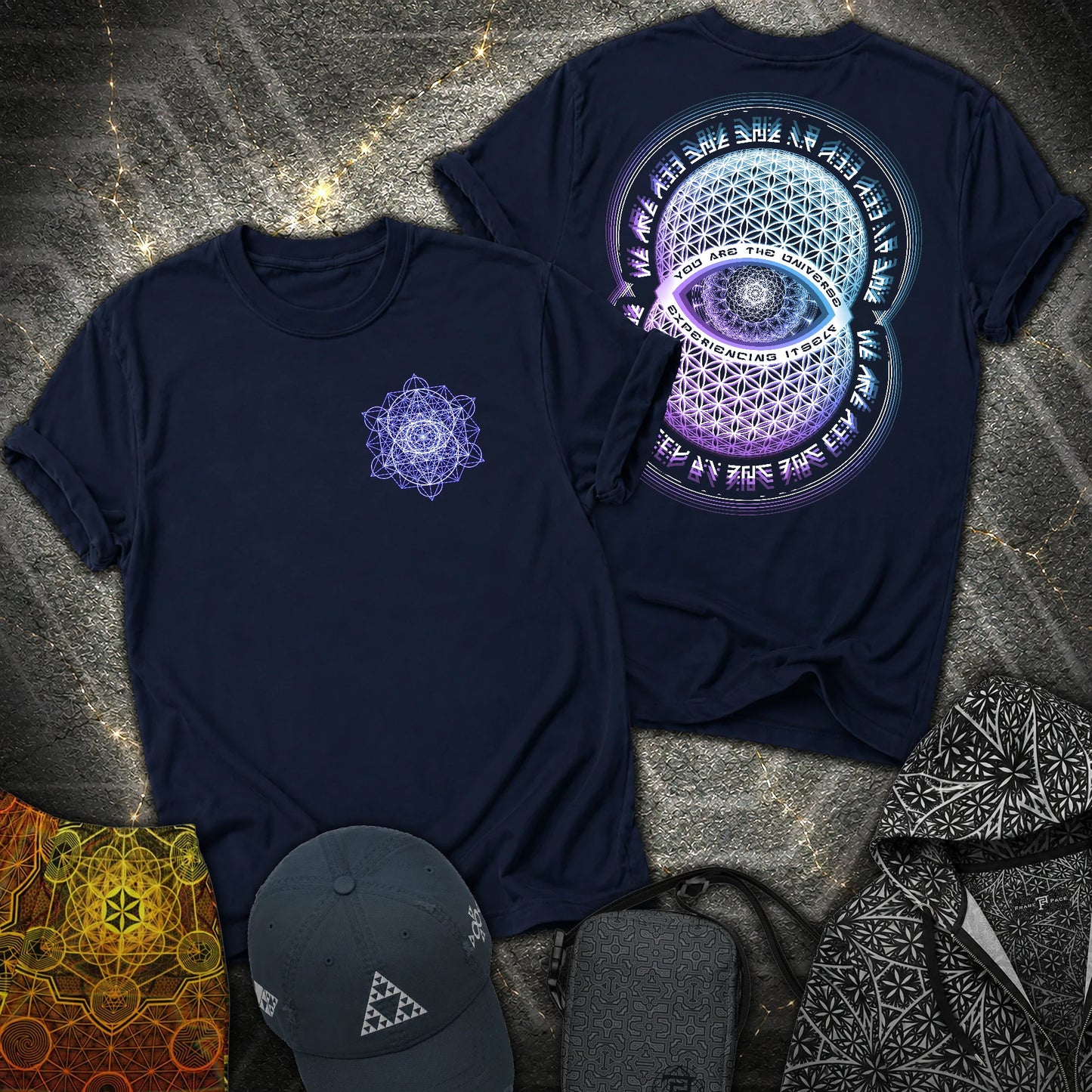 Alan Watts Universe 2 Sided T-Shirt - Alan Watts Universe 2 Sided T-Shirt - Navy