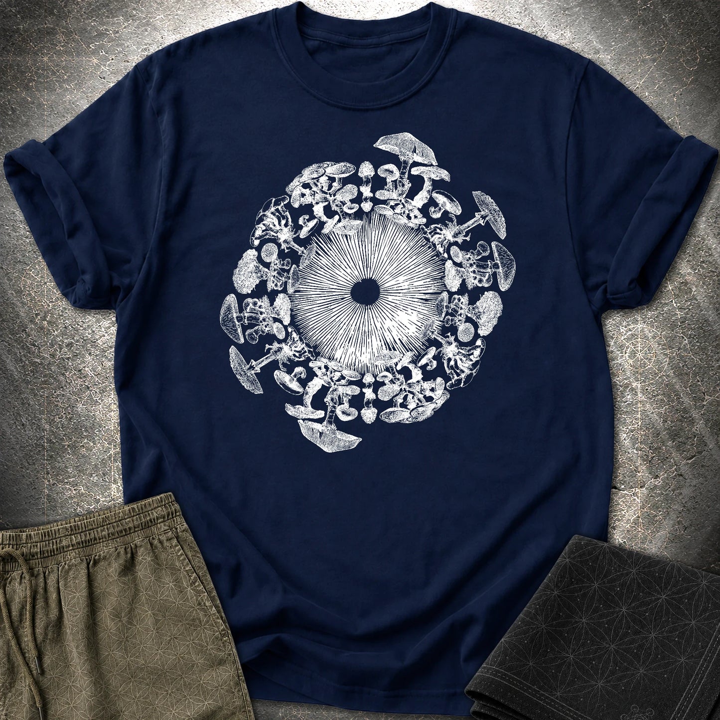 Mushroom Iris T-Shirt - Mushroom Iris T-Shirt - Navy