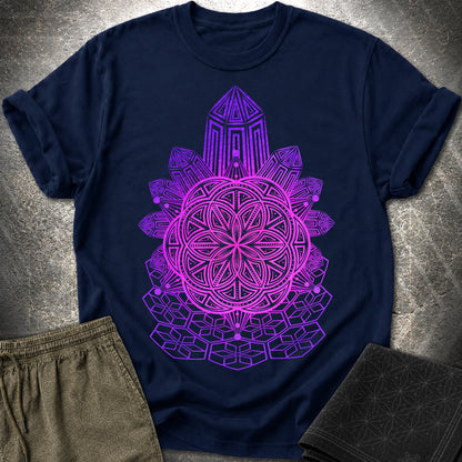Crystal Seed Sacred Geometry T-Shirt - Crystal Seed Sacred Geometry T-Shirt - Navy