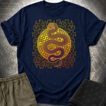 Shipibo Kene Cosmic Snake T-Shirt - Shipibo Kene Cosmic Snake T-Shirt - Navy