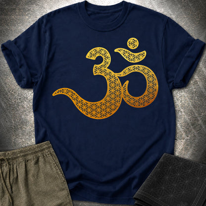Ohm Flower Of Life Pattern T-Shirt - Ohm Flower Of Life Pattern T-Shirt - Navy