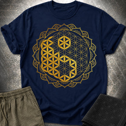 Yin Yang Gold Mandala - Yin Yang Gold Mandala T-Shirt - Navy