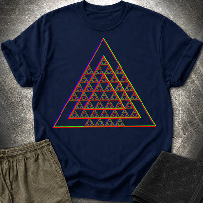 Sierpinski Glitch Triangle T-Shirt - Sierpinski Glitch Triangle T-Shirt - Navy