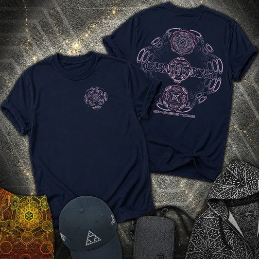 Cymatics, Energy Frequency Vibration 2 Sided T-Shirt - Cymatics, Energy Frequency Vibration 2 Sided T-Shirt - Navy