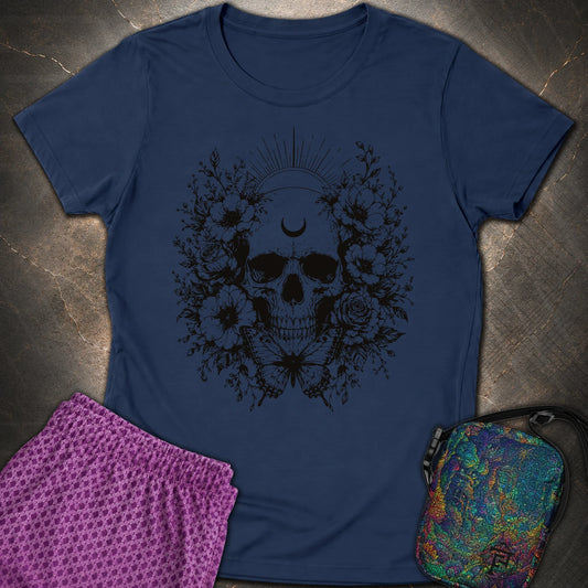 Moon Phases Moth - Moon Phases Moth Womens T-Shirt - Navy