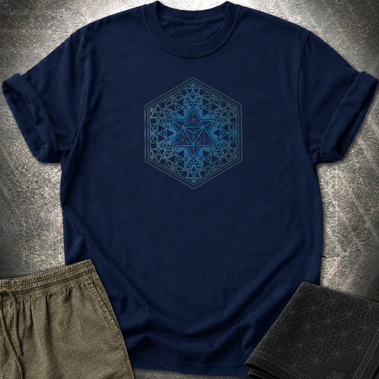 Merkaba Sacred Geometry T-Shirt - Merkaba Sacred Geometry T-Shirt - Navy