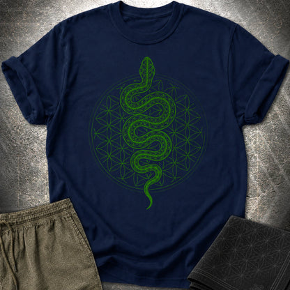 Flower of Life Serpent T-Shirt - Flower of Life Serpent T-Shirt - Navy