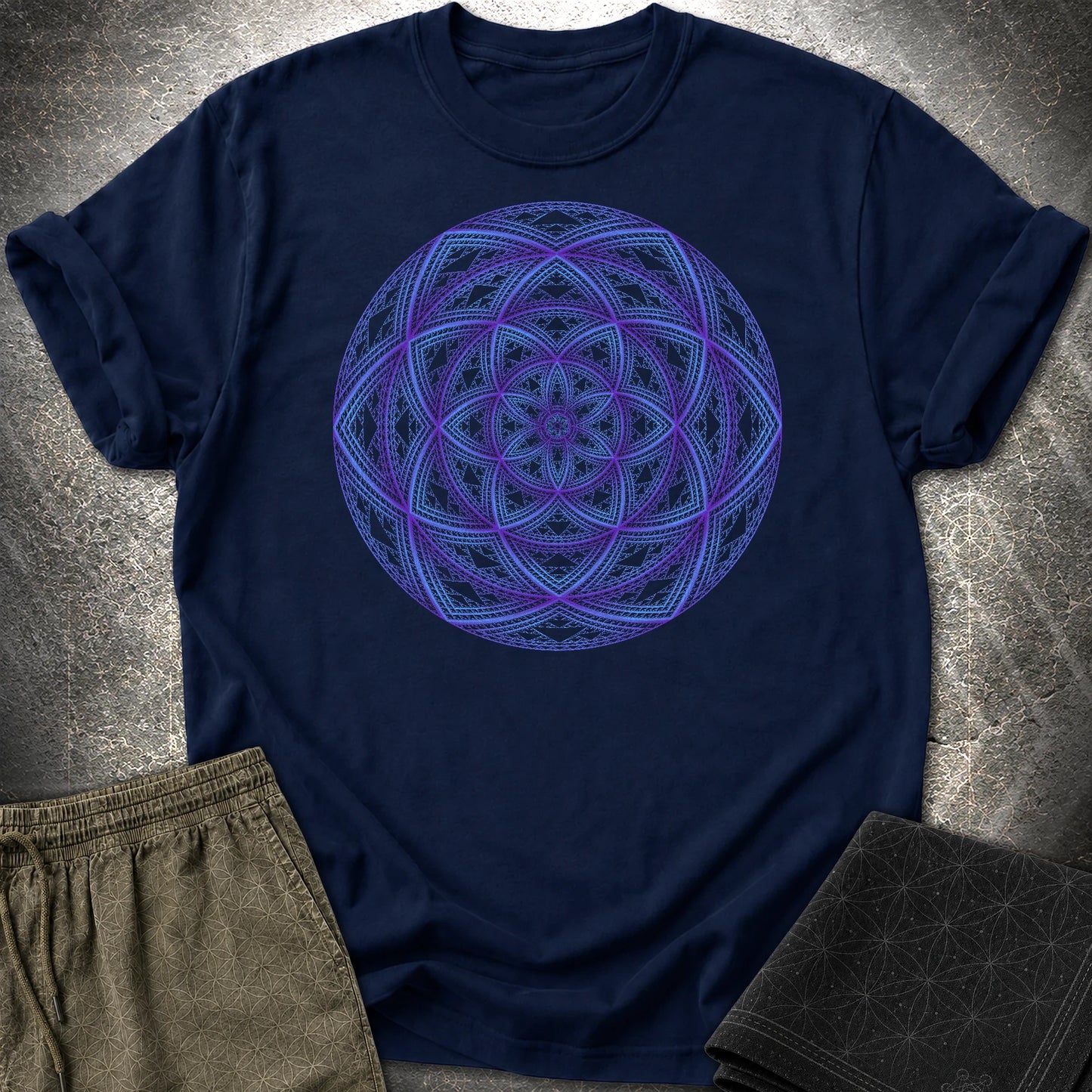 Sierpinski Seed Of Life T-Shirt - Sierpinski Seed Of Life T-Shirt - Navy