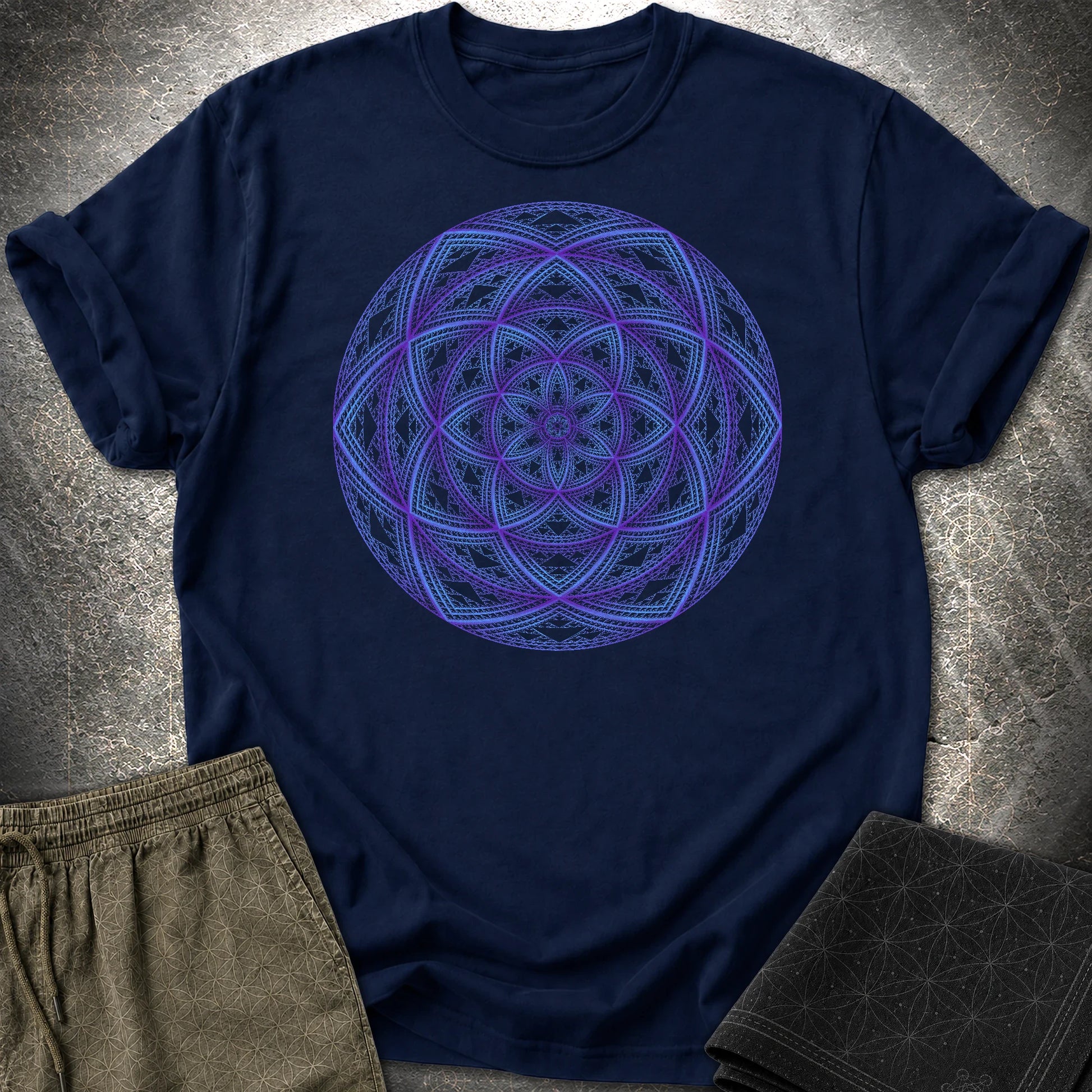 Sierpinski Seed Of Life T-Shirt - Sierpinski Seed Of Life T-Shirt - Navy