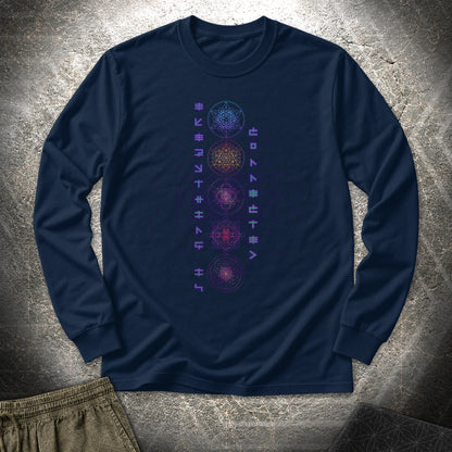 Everything Is Connected Sacred Geometry - Everything Is Connected Sacred Geometry Long Sleeve Shirt - Navy