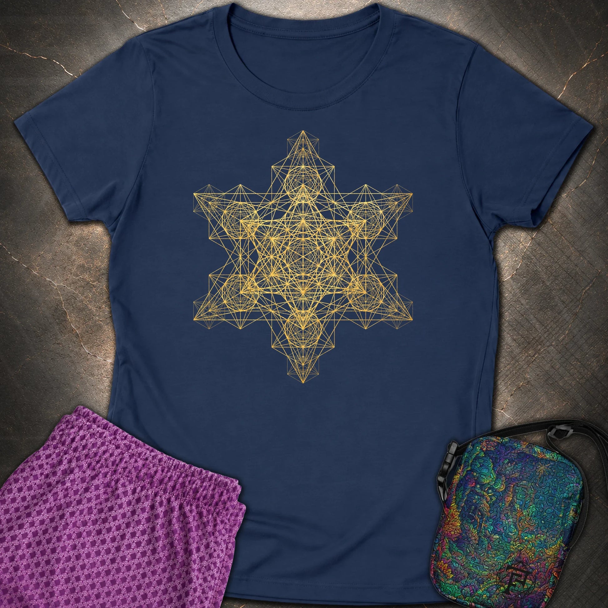 Metatron Fractal Star Women's T-shirt - Metatron Fractal Star Women's T-shirt - Navy