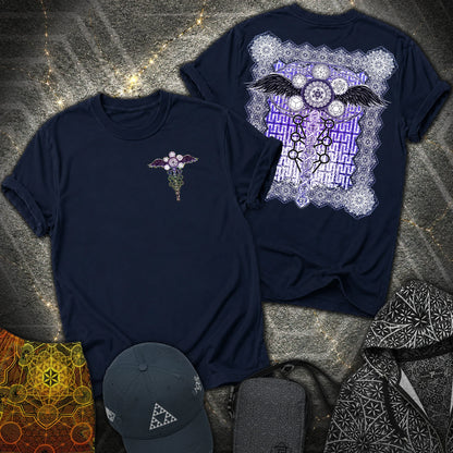 Winged Metatron DNA 2 Sided T-Shirt - Winged Metatron DNA 2 Sided T-Shirt - Navy