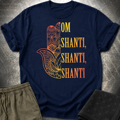 Hamsa Om Shanti T-Shirt - Hamsa Om Shanti T-Shirt - Navy